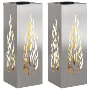 vidaXL Solarno LED svetilo za pot 2 kos Toplo bela 18 x 18 x 50 cm
