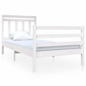 vidaXL Posteljni okvir bel 90x190 cm trden les