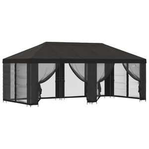 vidaXL Paviljon s stenami 6 x 3 m Antracit Poliester in jeklo 190