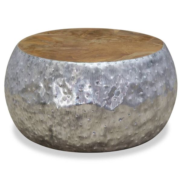 vidaXL Klubska mizica iz aluminija in tikovine 60x60x30 cm