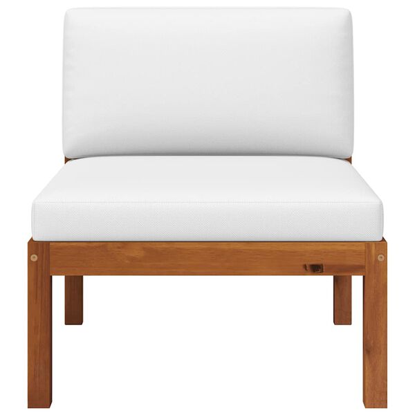 vidaXL Vrtni srednji kavč z blazinami, akacijev les in vrv