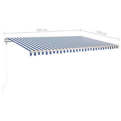 vidaXL Ročno zložljiva tenda z LED lučkami 5x3,5 m modra in bela