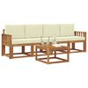 vidaXL Zunanja garnitura za sedenje z blazino 5 pcs Naravna in smetana