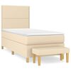 vidaXL Box spring postelja z vzmetnico krem 90x200 cm blago