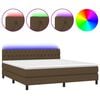 vidaXL Box spring postelja z vzmetnico LED temno rjava 180x200cm blago