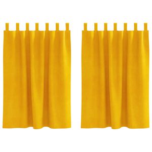 vidaXL Zatemnitvene zavese 2 pcs Gorčična rumena 140 x 140 cm Žamet