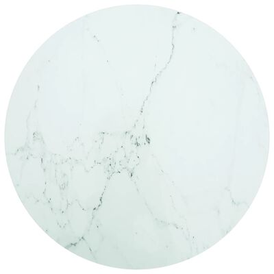 vidaXL Mizna plošča bela Ø90x1 cm kaljeno steklo z marmorjem