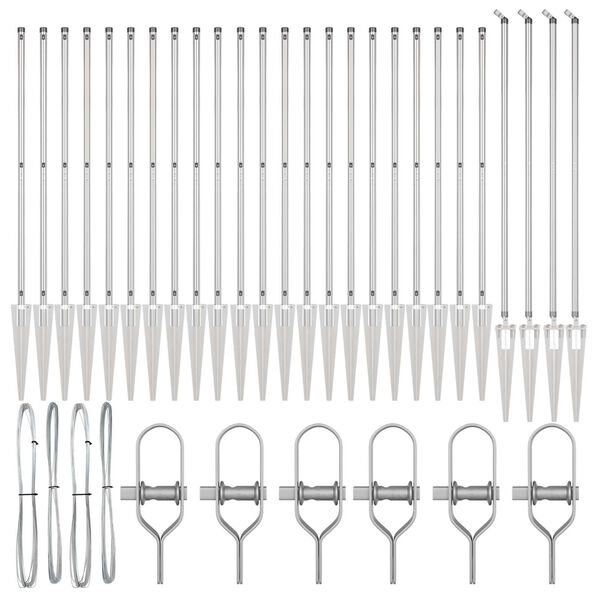 vidaXL Steber ograje. Drugo 26 pcs Siva 3,2 x 3,2 x 140 cm Jeklo