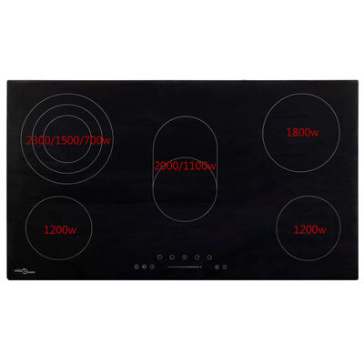 vidaXL Keramična kuhalna plošča s 5 gorilniki na dotik 77 cm 8500 W