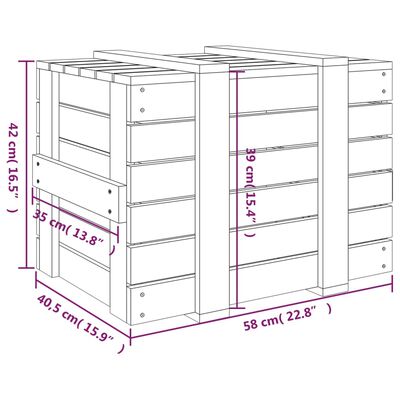 vidaXL Škatla za shranjevanje siva 58x40,5x42 cm trdna borovina