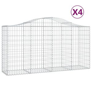 vidaXL Obokana gabionska ko&scaron;ara 4kos 200x50x100/120cm pocinkano železo