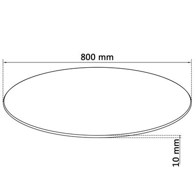 vidaXL Površina za Mizo Kaljeno Steklo Okrogle Oblike 800 mm