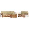 vidaXL Zunanja garnitura za sedenje z blazino 6 pcs Naravna in bež