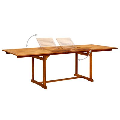 vidaXL Vrtna jedilna miza (160-240)x100x75 cm trden akacijev les