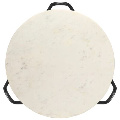 vidaXL Klubska mizica bela 65x65x42 cm pravi kamen z marmorno teksturo
