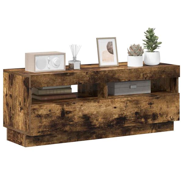 vidaXL TV omarica z LED lučkami dimljeni hrast 100x35x40 cm