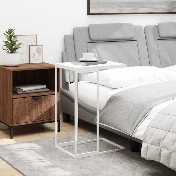 vidaXL Stranska mizica bela 40x30x59 cm konstruiran les