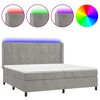 vidaXL Box spring postelja z vzmetnico LED svetlo siva 200x200cm žamet