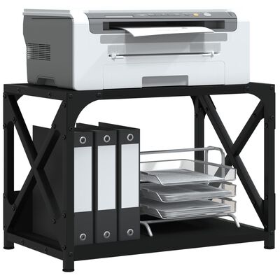 vidaXL Stojalo za tiskalnik 2-nadstropno črno 44x26x31,5 cm inž. les