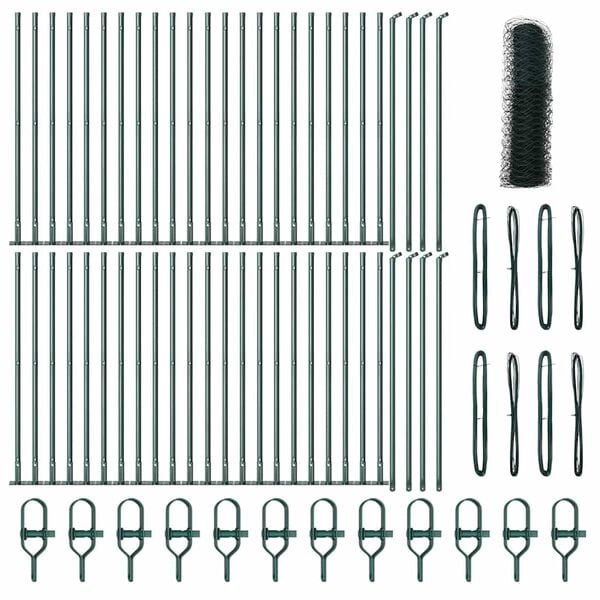 vidaXL Steber ograje. Zelena 100 x 60 cm (36 mm mreža) Jeklo in PVC