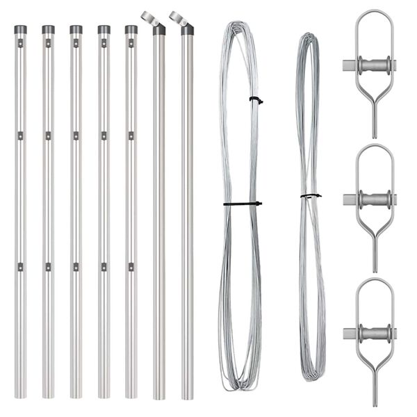 vidaXL Steber ograje. 7 pcs srebrna Jeklo