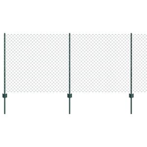 vidaXL Verižna ograja s stebrom 25 x 1 m Jeklo s PVC premazom Zelena