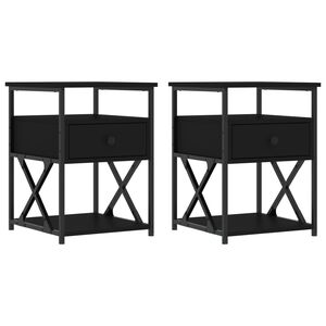 vidaXL Nočna omarica 2 kosa črna 40x42x55 cm inženirski les