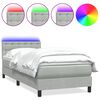 vidaXL Box spring postelja z vzmetnico LED svetlo siv 90x220 cm žamet