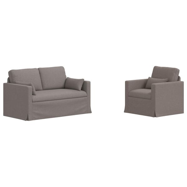 vidaXL Kavč 2 pcs Taupe 139 x 78 x 80 cm blago