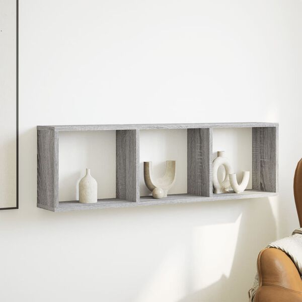 vidaXL Stenska omarica 100x16x30 cm siva sonoma inženirski les