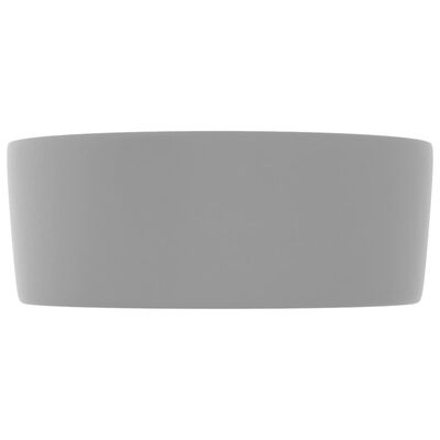 vidaXL Razkošen umivalnik okrogel mat svetlo siv 40x15 cm keramičen