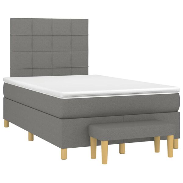 vidaXL Box spring postelja z vzmetnico temno siva 120x190 cm blago