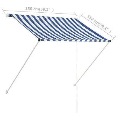 vidaXL Zložljiva tenda 150x150 cm modra in bela