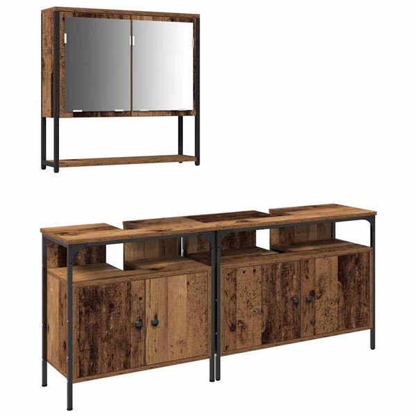 vidaXL Komplet pohi&scaron;tva za kopalnico 3 pcs Rjava Konstruiran les