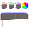 vidaXL LED posteljno vzglavje sivo 203x16x78/88 cm umetno usnje