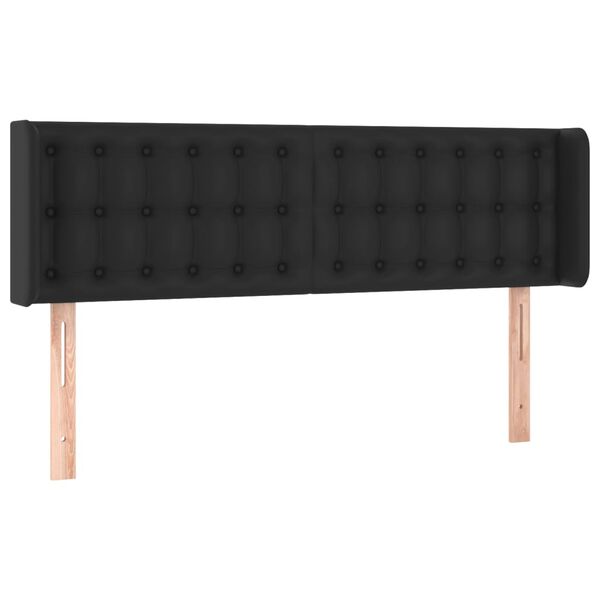 vidaXL Vzglavje z u&scaron;esi črno 147x16x78/88 cm umetno usnje