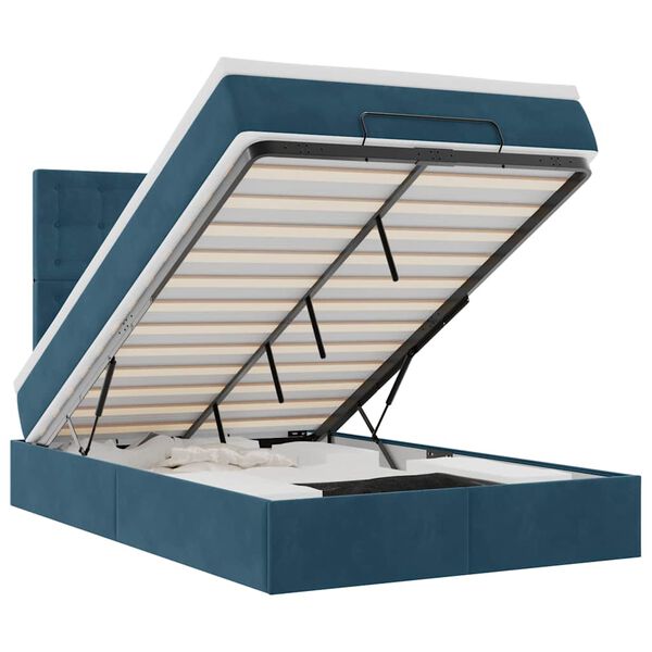 vidaXL Otomanski posteljni okvir z vzmetnicami moder 120x200cm žamet