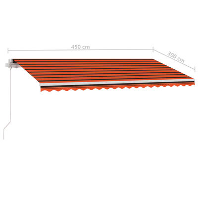 vidaXL Prostostoječa ročno zložljiva tenda 450x300 cm oranžna/rjava