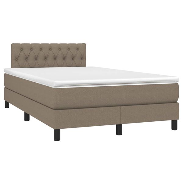 vidaXL Box spring postelja z vzmetnico LED taupe 120x190 cm blago