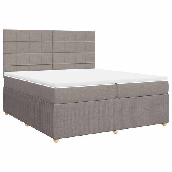 vidaXL Box spring postelja z vzmetnico taupe 200x200 cm blago