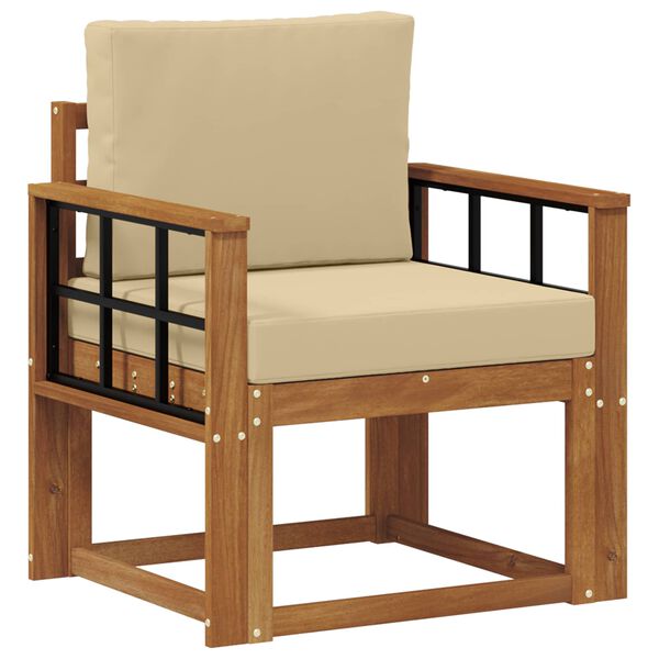 vidaXL Zunanji kavč Masivno akacijevo les in poliester Naravna