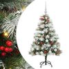 vidaXL Umestno božično drevo z LED lučmi Zelena in bela 120 cm
