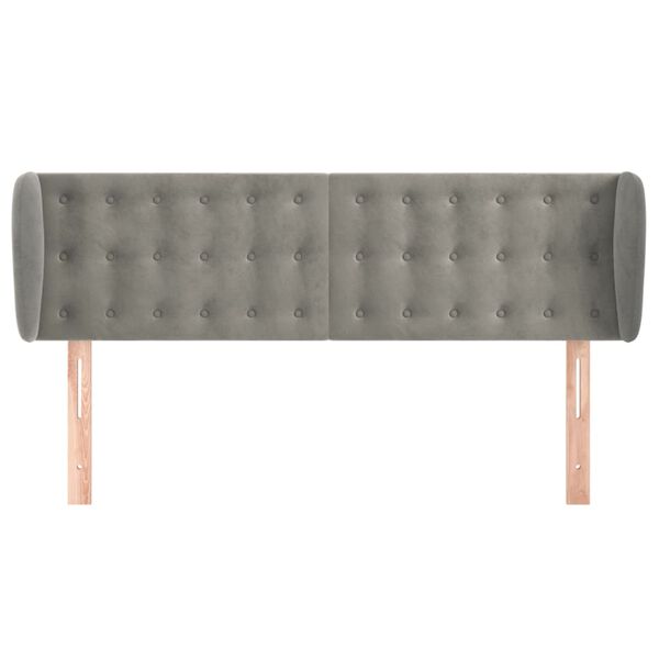 vidaXL Vzglavje z ušesi svetlo sivo 147x23x78/88 cm žamet