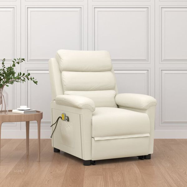 vidaXL Masažni stol s funkcijo vstajanja krem žamet