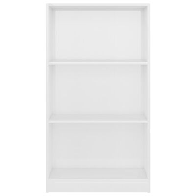 vidaXL Knjižna omara 3-nadstropna visok sijaj bela 60x24x109 cm