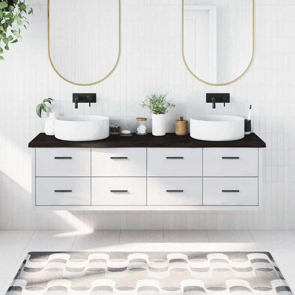 vidaXL Kopalniški pult temno rjav 180x50x(2-4) cm obdelan trden les