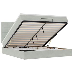 vidaXL Otomanski posteljni okvir z vzmetnicami siv 200x200cm žamet