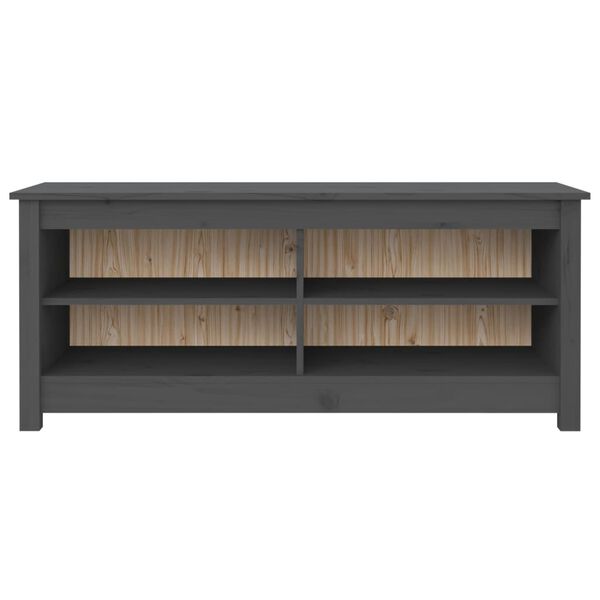 vidaXL Klop za čevlje siva 110x38x45,5 cm trdna borovina