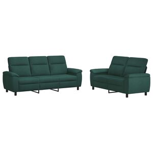 vidaXL Kavčna garnitura 2 pcs Temno zelena Blago