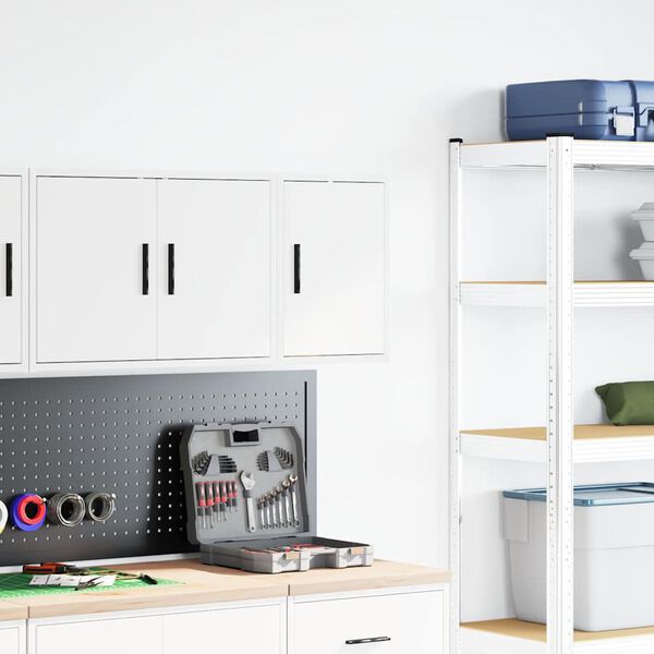 vidaXL Garažna stenska omara Bela inženirska lesa